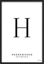 Poster Letter H Heerenveen A2 - 42 x 59,4 cm (Exclusief Lijst)