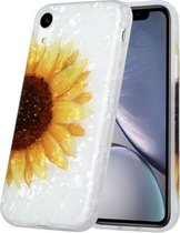 Shell-textuurpatroon TPU-schokbestendige beschermhoes met volledige dekking voor iPhone XR (gele zonnebloem)