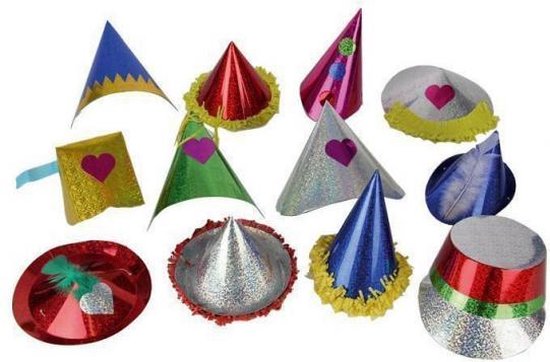 Set de 12 chapeaux de fête à paillettes en papier/carton pour enfants -  Chapeaux