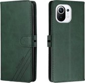 Voor Xiaomi Mi 11 Stiksels Stijl 2-Kleur Koe Textuur Horizontale Flip PU Lederen Case met Houder & Kaartsleuf & Lanyard (Groen)