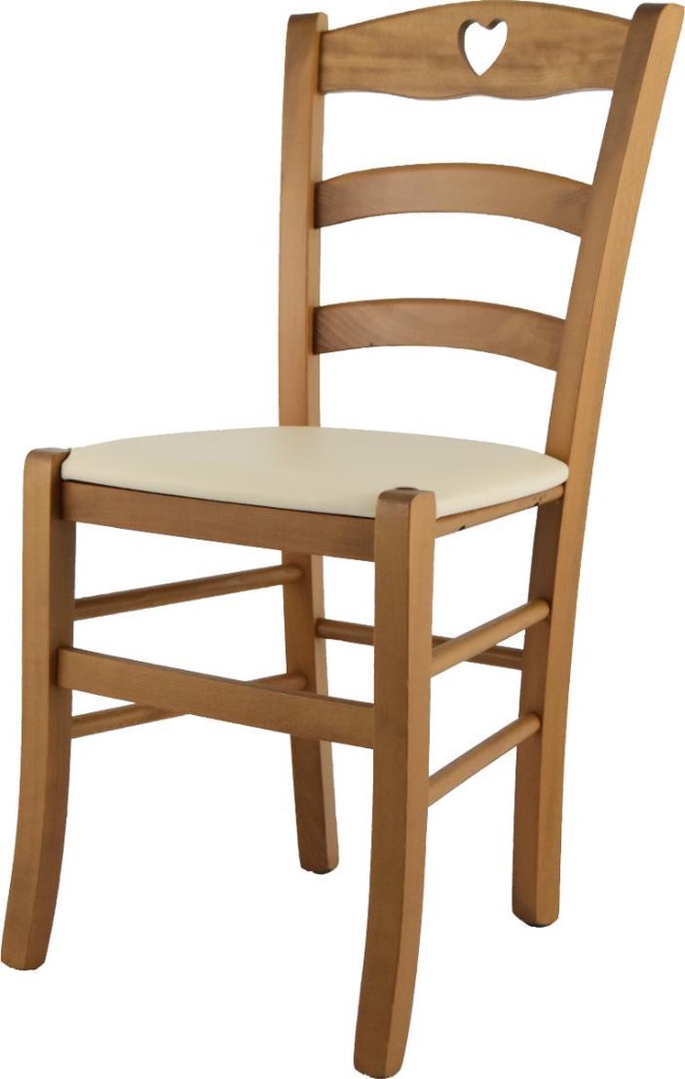 Tommychairs Cuore - Eetkamerstoelen - Set van 4 - Naturel - Kunstleer & Hout