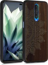 kwmobile telefoonhoesje compatibel met Xiaomi Redmi K30 - Hoesje met bumper in donkerbruin - walnoothout - Opkomende Zon design