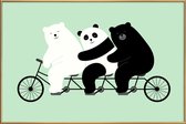 JUNIQE - Poster met kunststof lijst Family Time -20x30 /Groen & Wit