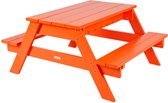 MaximaVida luxe houten kinderpicknicktafel Curaçao 100 cm oranje - opbergruimte met deksel