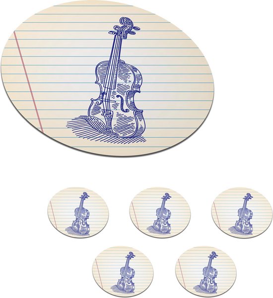 Onderzetters voor glazen - een viool in een schrift - 10x10 cm - 6 stuks |  bol.com