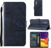 Voor Samsung Galaxy A82 5G Stiksels Kalf Patroon Gesp Kaart Portemonnee met Flip Telefoon Holster met Lanyard Beugel Functie (Blauw)