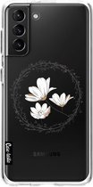 Casetastic Samsung Galaxy S21 Plus 4G/5G Hoesje - Softcover Hoesje met Design - Line Art Flower Print