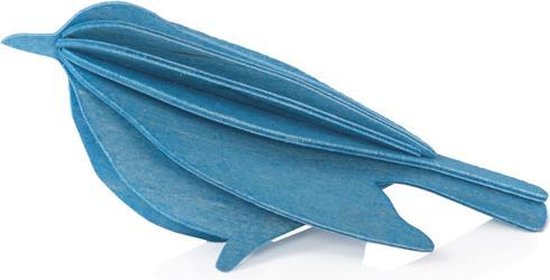 Lovi Bird 16 cm Blauw Berkenhout NIEUW!