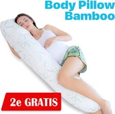 2x Ondersteunend Lichaamskussen bamboe tijk- 40 x 140cm - Wit - Body Pillow - Zwangerschapskussen - Body Pillow - Lichaamskussen - 140 cm - Voedingskussen - Zijslaapkussen - Sluime
