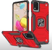 Voor LG K53 Magnetic Armor Schokbestendig TPU + pc-hoesje met metalen ringhouder (rood)