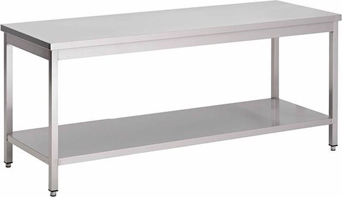 Gastro-Inox RVS werktafel met onderblad, 1400(l)x600(d)x850(h)mm