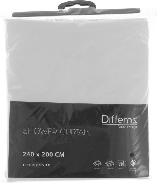 Douchegordijn op maat - 240cm Breed x 240cm Lang / Hoog - Polyester - Wit
