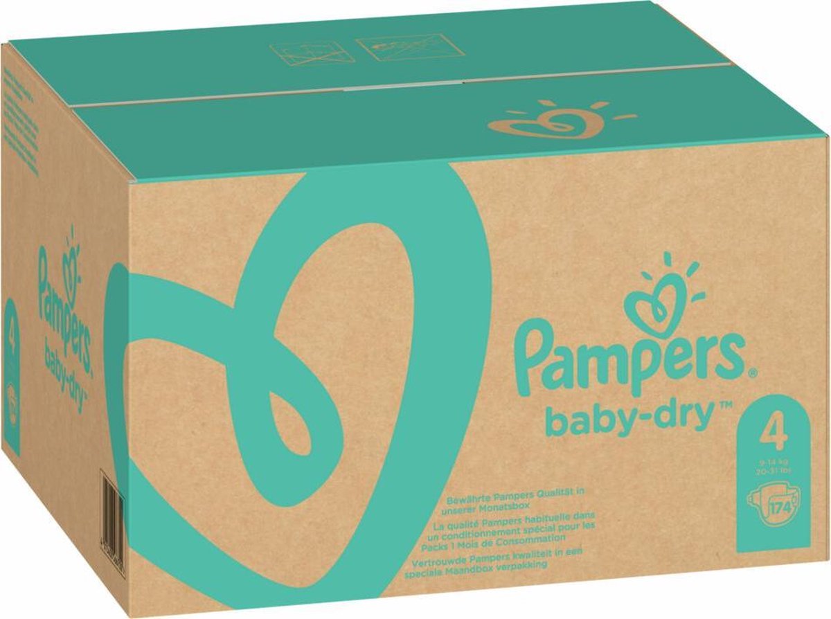 Pampers Baby-Dry Luiers - Maat 4 (9-14 kg) - 174 stuks - | bol.com