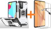 Samsung A52 Hoesje Heavy Duty Armor hoesje Zliver - Galaxy A52 Case Kickstand Ring cover met Magnetisch Auto Mount- Samsung A52 screenprotector 2 pack