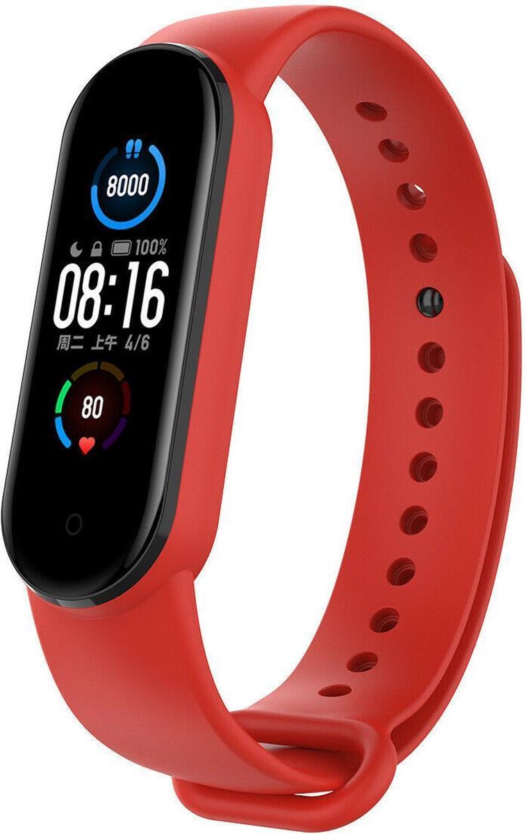 Strap-it Siliconen bandje - geschikt voor Xiaomi Mi Band 5 / Mi Band 6 - rood