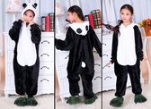 KIMU Onesie panda pak kind kung fu panda zwart wit - maat 128-134 - pandapak jumpsuit pyjama