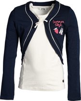 Meisjes vest marine, offwhite detail | Maat 116/ 6Y