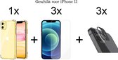 iPhone 11 hoesje shock proof case transparant - 3x iPhone 11 Screen Protector + 3x Camera Lens Screenprotector