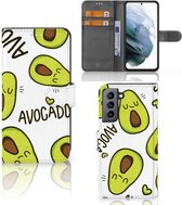 GSM Hoesje Geschikt voor Samsung Galaxy S21 FE Mobiel Bookcase Valentijn Cadeautje Haar Avocado Singing