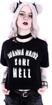 Restyle Crop top -S- Wanna raise some hell Zwart