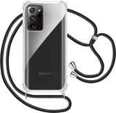 Samsung Note 20 Ultra Hoesje met Koord transparant silicone case - Galaxy Note 20 Ultra Koord hoesje draagkoord TPU backcover - Zwart