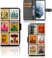 Telefoonhoesje Geschikt voor Samsung Galaxy S21 FE Flipcover Design Postzegels