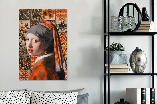 Canvas schilderij 40x60 cm - Wanddecoratie Meisje met de parel - Johannes Vermeer - Olieverf - Muurdecoratie woonkamer - Slaapkamer decoratie - Kamer accessoires - Schilderijen op canvas