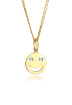 Elli Dames Halsketting Dames Smiley Emoji Hanger met Kristallen van 925 Sterling Zilver