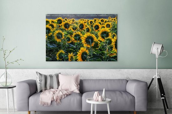 Tableau Toile Tournesols - Printemps - Jaune - 140x90 cm - Décoration murale