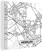 Peinture sur Toile Carte - Heerlen - Zwart - Wit - 90x90 cm - Décoration murale