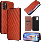 Voor UMIDIGI A11 Koolstofvezel Textuur Magnetische Horizontale Flip TPU + PC + PU Lederen Case met Kaartsleuf (Bruin)