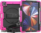 Apple iPad Pro 12.9 (2021) Hoes - Mobigear - Shockproof Strap Serie - Hard Kunststof Backcover - Pink - Hoes Geschikt Voor Apple iPad Pro 12.9 (2021)