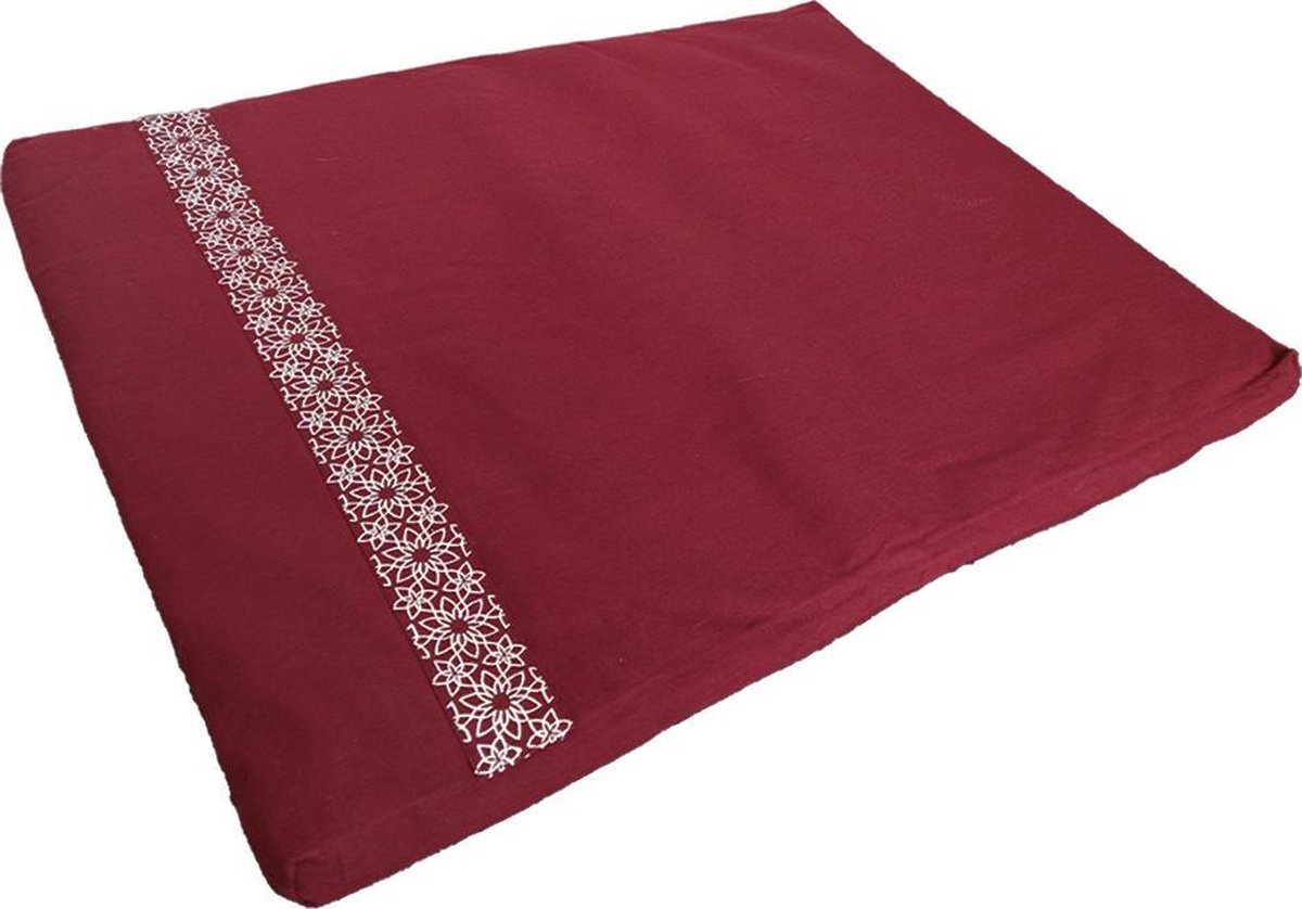 Samarali meditatiemat zabuton (Rood) - ethisch geproduceerd van 100% biologisch katoen (GOTS gecertificeerd) | 90 x 70 x 5 cm | Heeft 2 lagen | Verkrijgbaar in 6 natuurlijke kleuren