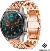 Stalen Smartwatch bandje - Geschikt voor  Huawei Watch GT stalen draak band - rosé goud - 46mm - Strap-it Horlogeband / Polsband / Armband