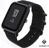 Nylon Smartwatch bandje - Geschikt voor  Xiaomi Amazfit Bip nylon gesp band - zwart - Strap-it Horlogeband / Polsband / Armband