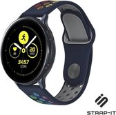 Siliconen Smartwatch bandje - Geschikt voor  Samsung Galaxy Watch sport band 41mm / 42mm - donkerblauw kleurrijk - Strap-it Horlogeband / Polsband / Armband