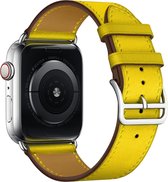 Apple Watch 42/44MM Bracelet en cuir - Cuir de montre - Bracelet - Similicuir - Apple Watch 1 / 2 / 3 / 4 / 5 / 6 / SE - Jaune