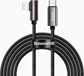 Baseus Legend Haakse 90 Graden USB-C naar Apple Lightning iPhone / iPad Kabel 20W Zwart 1M