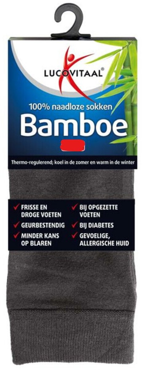 Lucovitaal Bamboe Sok Lang Antraciet Maat 39-42 1 paar