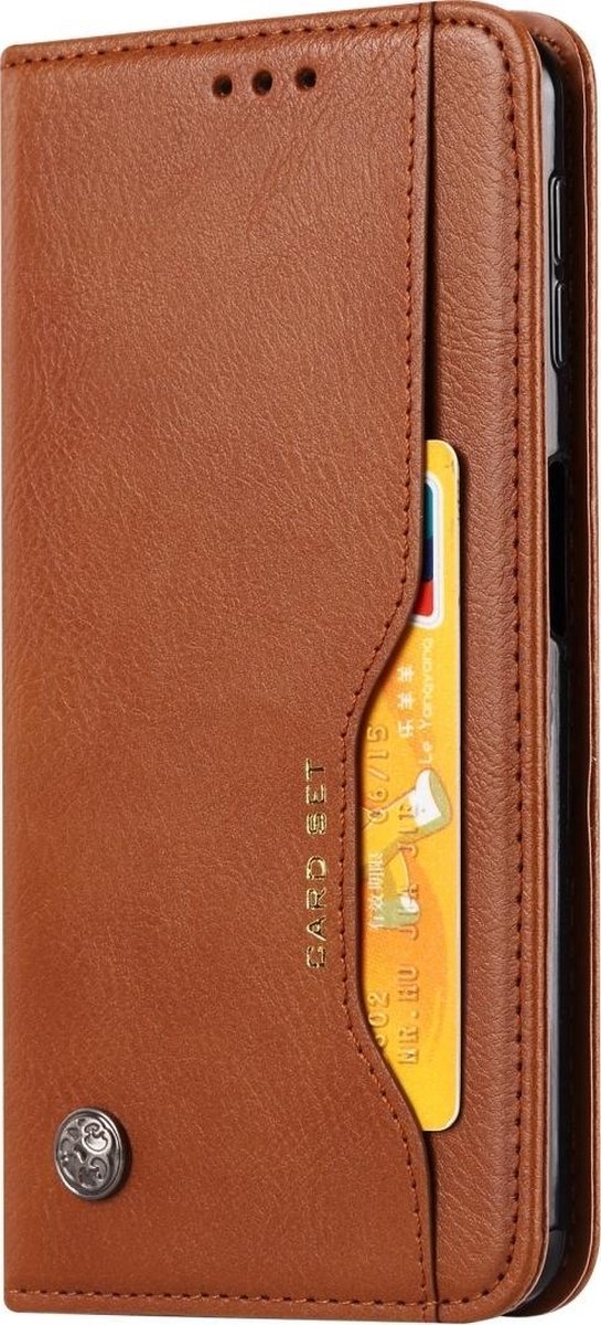 Mobigear Telefoonhoesje geschikt voor Samsung Galaxy A30s Hoesje | Mobigear Card Set Bookcase Portemonnee | Pasjeshouder voor 4 Pasjes | Telefoonhoesje voor Pinpas / OV Kaart / Rijbewijs - Bruin