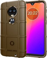 Motorola Moto G7 Plus Hoesje - Mobigear - Rugged Shield Serie - TPU Backcover - Bruin - Hoesje Geschikt Voor Motorola Moto G7 Plus