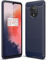 OnePlus 7T Hoesje - Mobigear - Brushed Slim Serie - TPU Backcover - Marineblauw - Hoesje Geschikt Voor OnePlus 7T