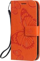 Apple iPhone 12 Mini Hoesje - Mobigear - Butterfly Serie - Kunstlederen Bookcase - Oranje - Hoesje Geschikt Voor Apple iPhone 12 Mini