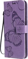 Samsung Galaxy A11 Hoesje - Mobigear - Butterfly Serie - Kunstlederen Bookcase - Paars - Hoesje Geschikt Voor Samsung Galaxy A11