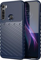 Motorola One Fusion Plus Hoesje - Mobigear - Groove Serie - TPU Backcover - Blauw - Hoesje Geschikt Voor Motorola One Fusion Plus