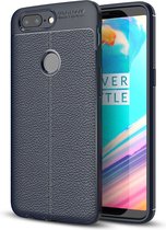 OnePlus 5T Hoesje - Mobigear - Luxury Serie - TPU Backcover - Marineblauw - Hoesje Geschikt Voor OnePlus 5T