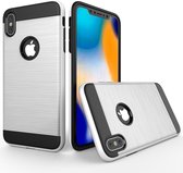 Apple iPhone Xs Max Hoesje - Mobigear - Brushed Armor Serie - Hard Kunststof Backcover - Wit - Hoesje Geschikt Voor Apple iPhone Xs Max