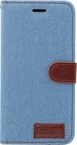 Apple iPhone XS Max Hoesje - Mobigear - Denim Serie - Katoen Bookcase - Blauw - Hoesje Geschikt Voor Apple iPhone XS Max