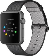 Mobigear Strap Nylon Bandje Geschikt voor Apple Watch 45mm / 44mm / 42mm - Zwart