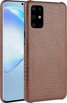 Samsung Galaxy S20 Hoesje - Mobigear - Croco Serie - Hard Kunststof Backcover - Bruin - Hoesje Geschikt Voor Samsung Galaxy S20